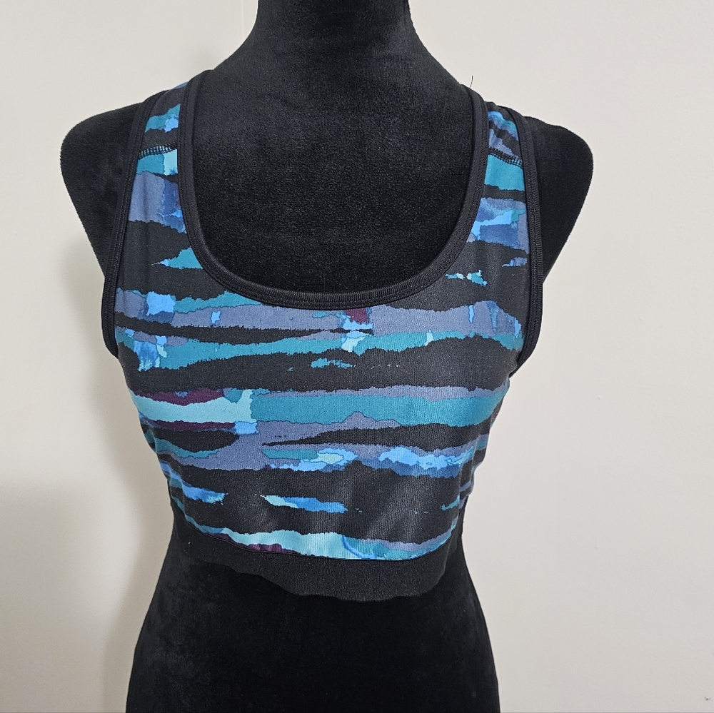 Danskin Blue and Black Striped Crop Top